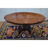 Victorian oval burr walnut breakfast table