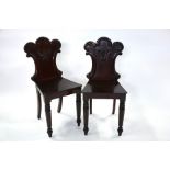 Pair of early Victorian mahogany hall chairs