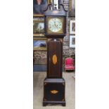 A Sheraton Revival inlaid red walnut 8-day longcase clock