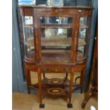 A good quality antique floral marquetry inlaid walnut display cabinet,