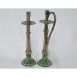 A pair of Wileman & Co of Foley 'Faience' art pottery large candlesticks