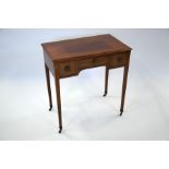 A mahogany three drawer side table, 19th century