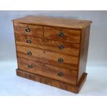 Victorian satin-birch chest of two short over three long graduated drawers