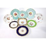 Four Bloor Derby floral specimen cabinet plates