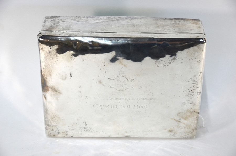 A late Victorian large silver Regimental cigar box - Image 2 of 4