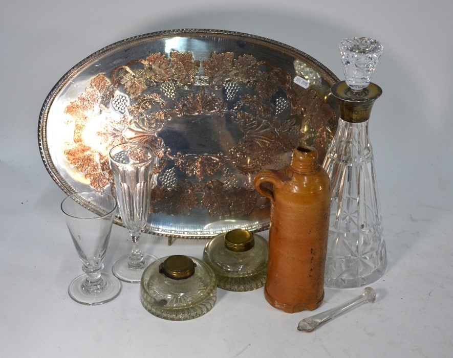 A conical cut glass decanter with silver collar and other items - Image 4 of 7