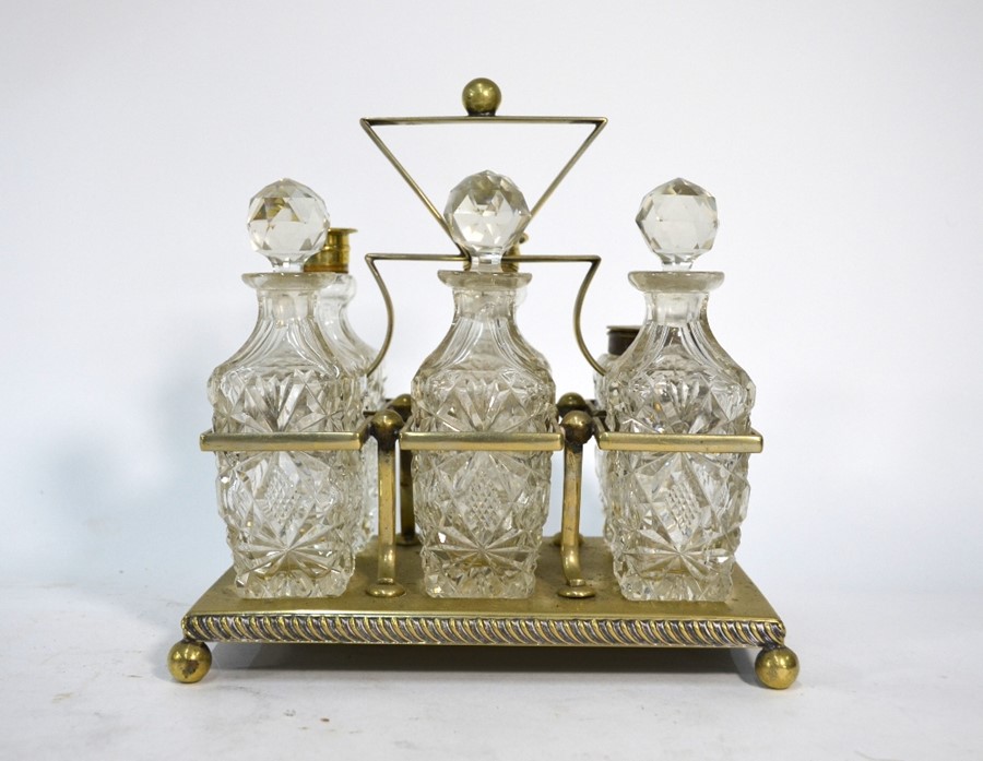 A conical cut glass decanter with silver collar and other items - Image 3 of 7