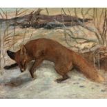 A H Berens - 'The Winter Fox', oil on board