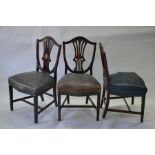 A set of eight Hepplewhite design inlaid mahogany dining side chairs,