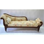 A regency mahogany scroll end chaise longue