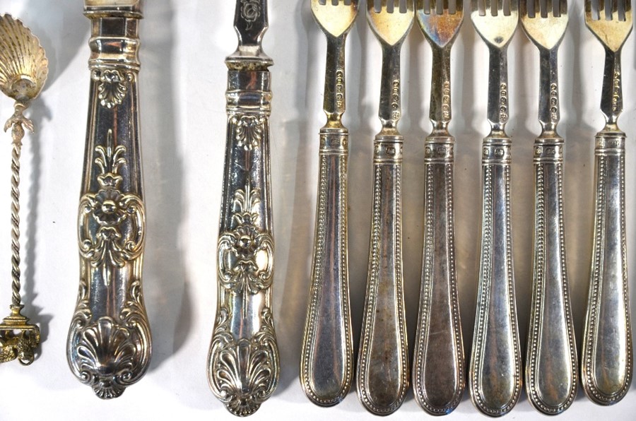 A set of eight Victorian silver dessert knives and six forks - Image 2 of 3