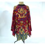 A 19th century Chinese embroidered 'dragon' robe, Jifu to/w an informal plain robe (2)