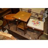 An Edwardian mahogany inlaid two-tier side table