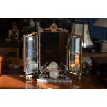 An Art Deco table lamp, jardiniere stands and mirror etc