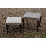 Two 19th century mahogany framed stools (2)