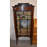 An Edwardian mahogany inlaid Sheraton style display cabinet