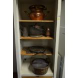 A collection of antique copper and brassware