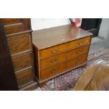 A 19th century oak chest of three long drawers