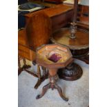 A Victorian rosewood octagonal sewing table