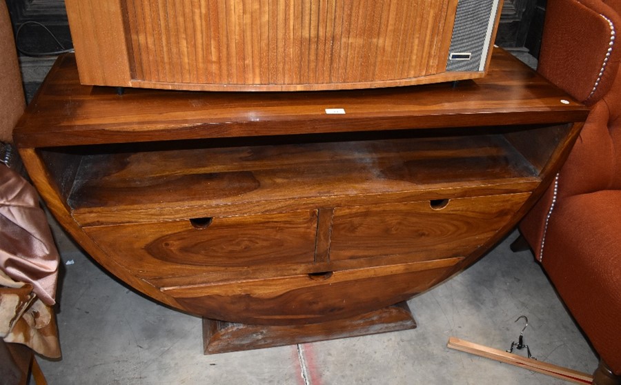 A contemporary hardwood TV cabinet