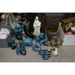 A quantity of Poole pottery blue glazed animals