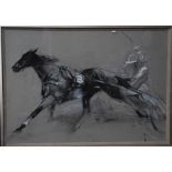 A figurative study of a horse and rider number 3, charcoal and chalk