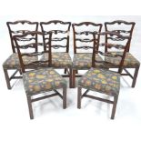 A harlequin set of six antique mahogany dining side chairs