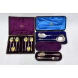Three Victorian cased sets of silver flatware