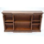 A Victorian rosewood breakfront low open bookcase