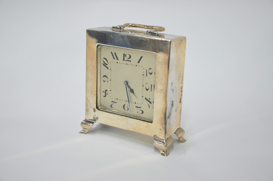 Art Deco silver desk clock