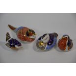 Four Royal Crown Derby china paperweights