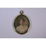 A Victorian oval portrait miniature on ivory of a lady
