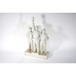 A Chinese biscuit porcelain cultural revolution figure group of three Red Army soldiers