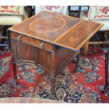 A George III Chippendale style burr-yew inlaid satinwood breakfast pembroke table