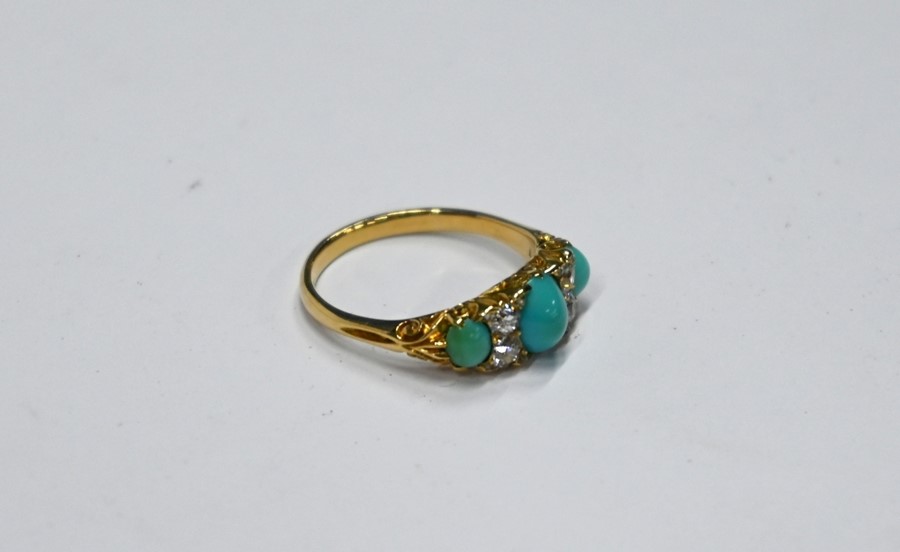 A Victorian turquoise and diamond ring - Image 6 of 6