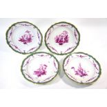 Four 19th century Meissen dishes