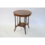 A late 19th century inlaid rosewood two-tier occasional table