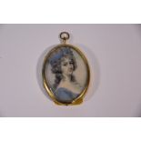 An 18th century oval portrait miniature on ivory of a lady