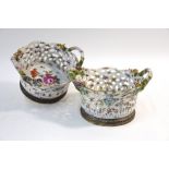 A pair of 19th century Berlin porcelain two-handled baskets