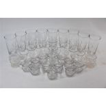 Nine 19th century beer glasses with ground-out bases etc