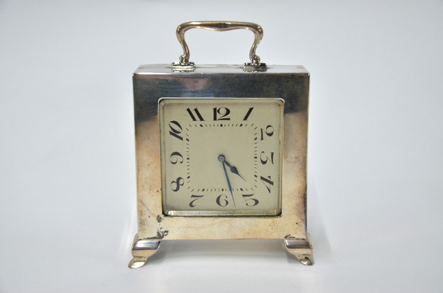 Art Deco silver desk clock - Image 3 of 7