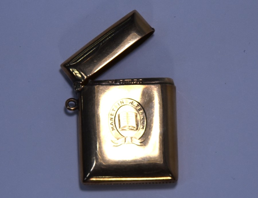 A 9ct yellow gold rectangular vesta case - Image 2 of 5