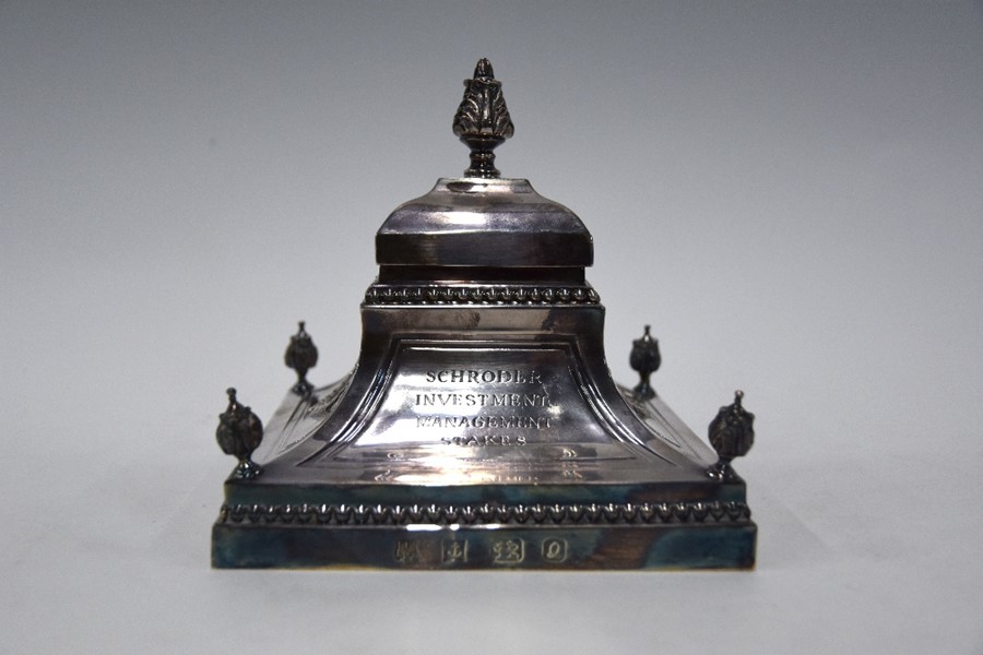 Horse Racing Goodwood silver trophy inkwell - Image 2 of 5