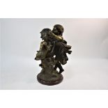 After Auguste Morreau, an antique cast spelter figure pair of figures 'Fere & Sceur'