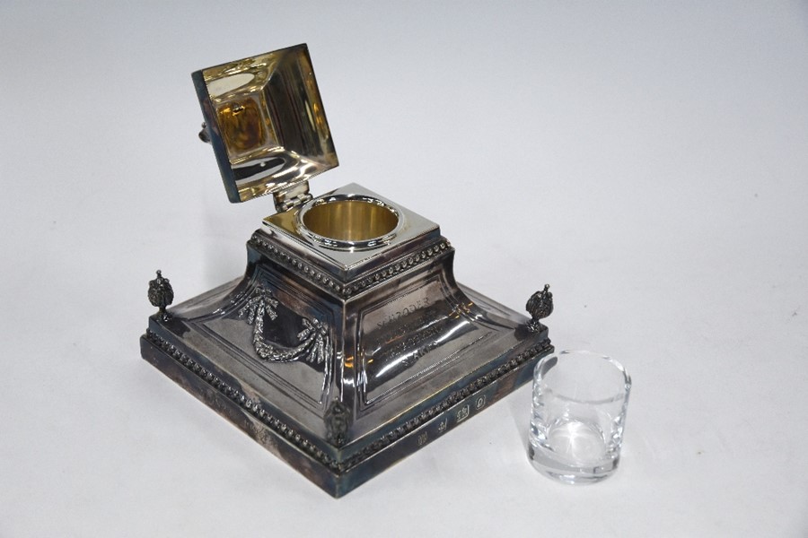 Horse Racing Goodwood silver trophy inkwell - Image 3 of 5