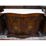 Victorian serpentine marble topped side cabinet