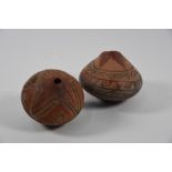 Two small antique globular terracotta pots