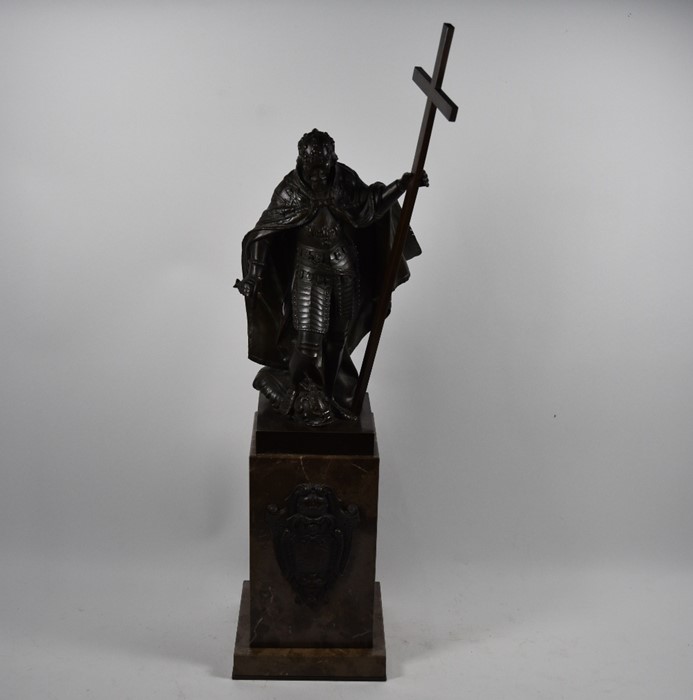 A fine brown bronze sculpture of a knight crusader, late 19th/20th century - Image 5 of 19