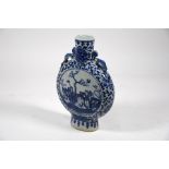 A 19th century Chinese blue and white moonflask with applied chilong handles, late Qing