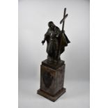 A fine brown bronze sculpture of a knight crusader, late 19th/20th century